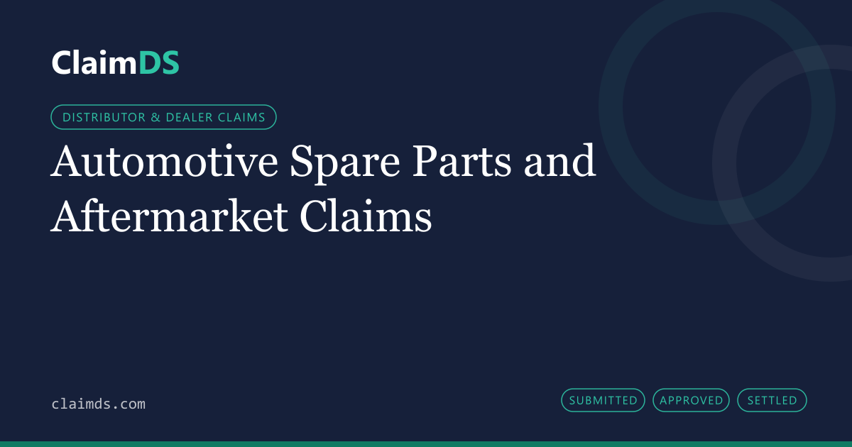 ClaimDS article banner: Automotive Spare Parts and Aftermarket Claims