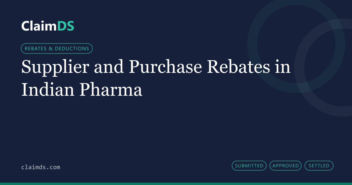 ClaimDS article banner: Supplier and Purchase Rebates in Indian Pharma